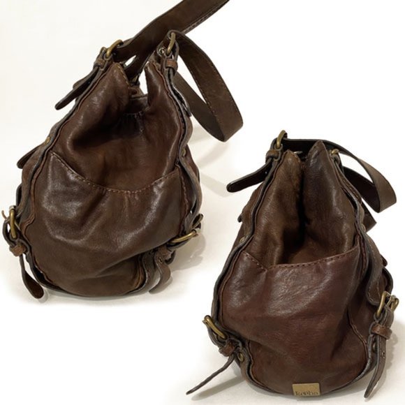 Kooba Distressed Brown Leather Bag With Multi-Buckles - Picture 3 of 15